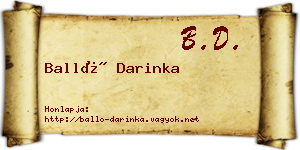 Balló Darinka névjegykártya